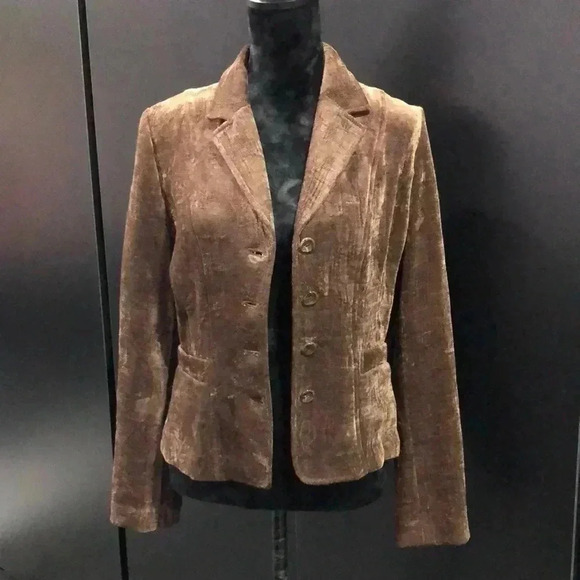 Croft & Barrow Blazer,Hip pockets,brown velvet sheen like fabric,single breasted - Picture 1 of 12